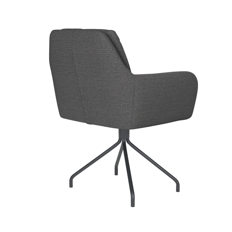 White Label Living Stuhl Pete Grau Drehgestell – Polyester, 62 × 63 × 85 cm