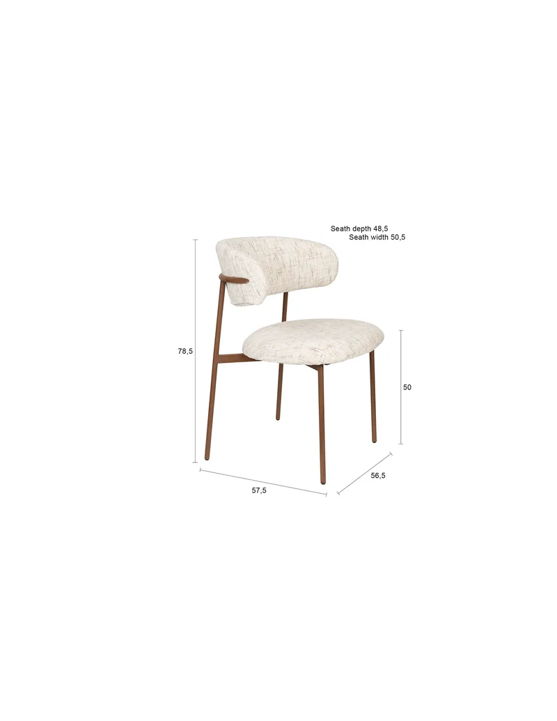 White Label Living Stuhl Claes Off-Weiß – Textil, 57,5 × 56,5 × 78,5 cm, 2er-Set