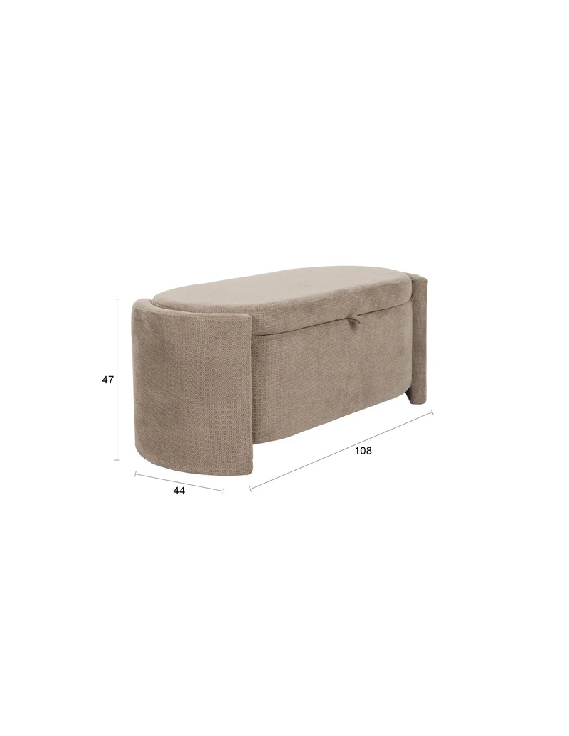 White Label Living Bank Miro – Polyester, 44 × 108 × 47 cm