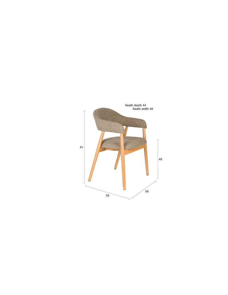 White Label Living Sessel Indy – Dunkelbraun, Textil, 54 × 56 × 81 cm, 2er-Set