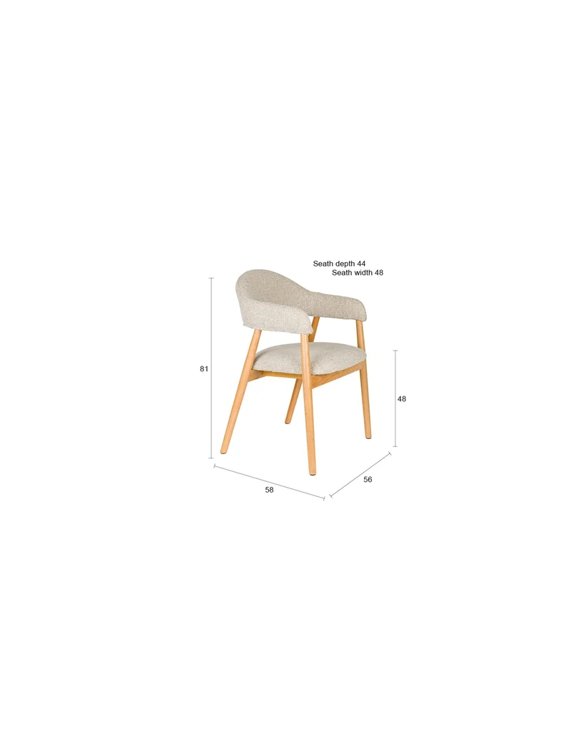 White Label Living Sessel Indy – Hellbraun, Polyester, 54 × 56 × 81 cm, 2er-Set