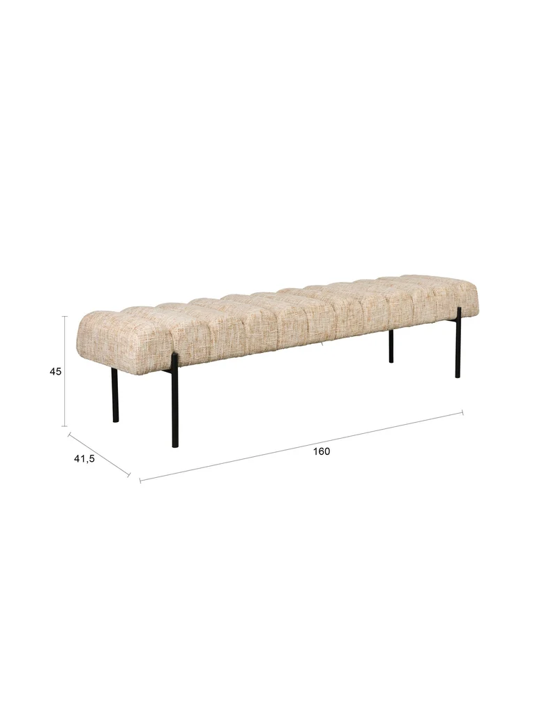 White Label Living Bank Jethro 160 – Polyester, 41,5 × 160 × 45 cm