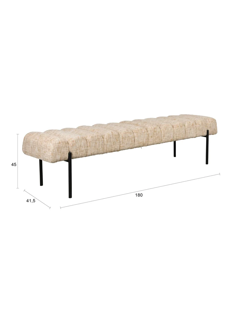 White Label Living Bank Jethro 180 – Polyester, 41,5 × 180 × 45 cm