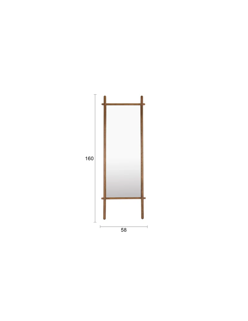 White Label Living Spiegel Solene – Nussbaum, Massives Eichenholz, 3,5 × 58 × 160 cm