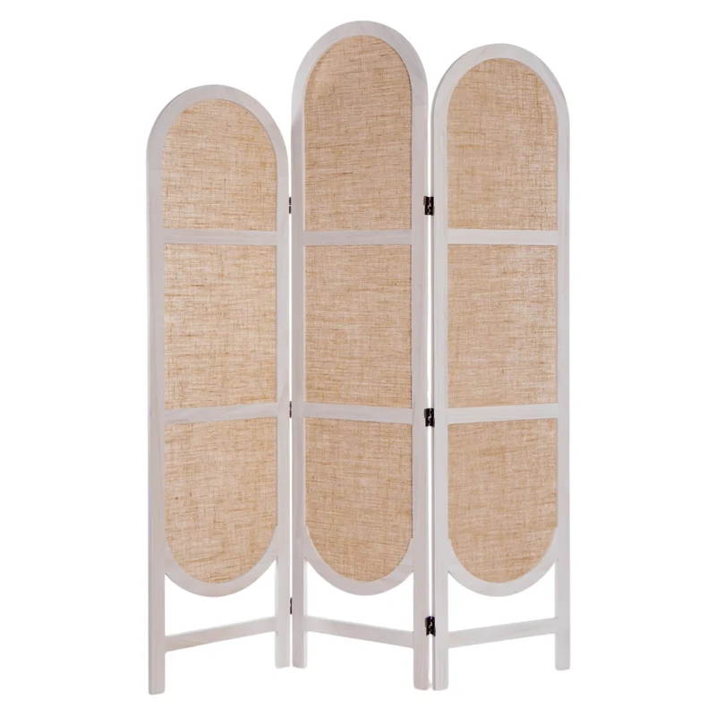 RAUMTEILER "ARCO" | Leinen, 170 cm | Paravent, Sichtschutz | Farbe: weiß-natur