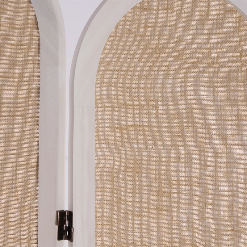 RAUMTEILER "ARCO" | Leinen, 170 cm | Paravent, Sichtschutz | Farbe: weiß-natur