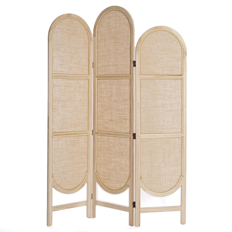 RAUMTEILER "ARCO" | Leinen, 170 cm | Paravent, Sichtschutz | Farbe: braun-natur