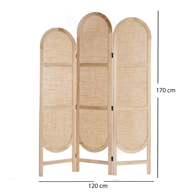 RAUMTEILER "ARCO" | Leinen, 170 cm | Paravent, Sichtschutz | Farbe: braun-natur