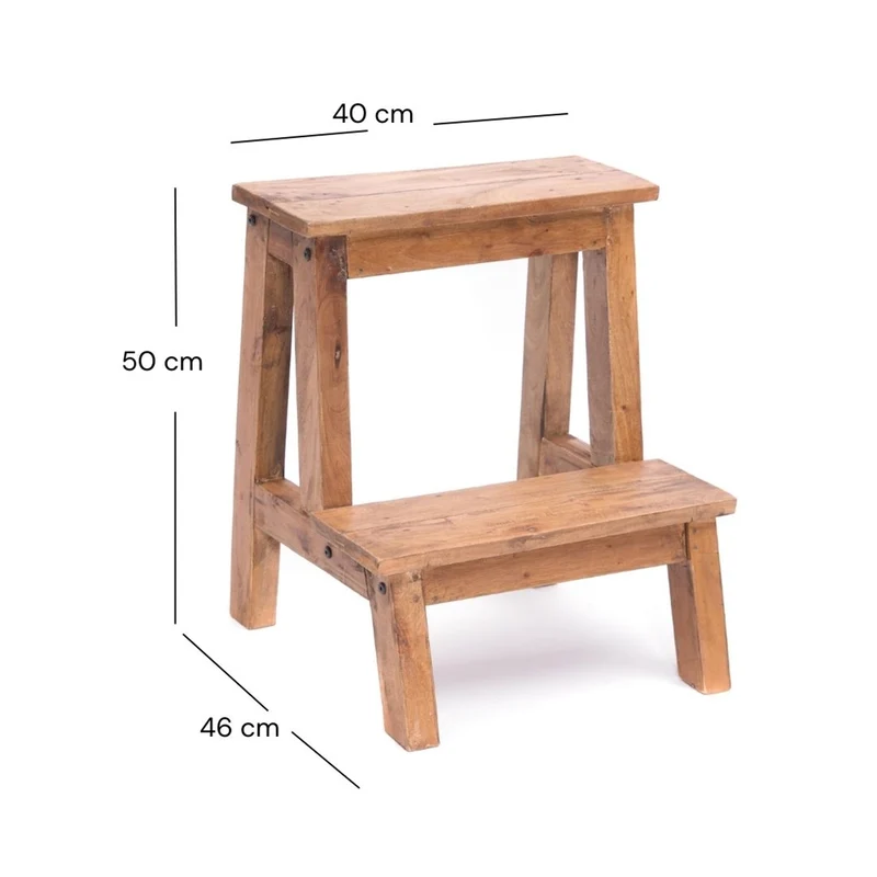PFLANZEN HOCKER "FICUS" | Mahagoni Holz, 2 Stufen | Blumentreppe
