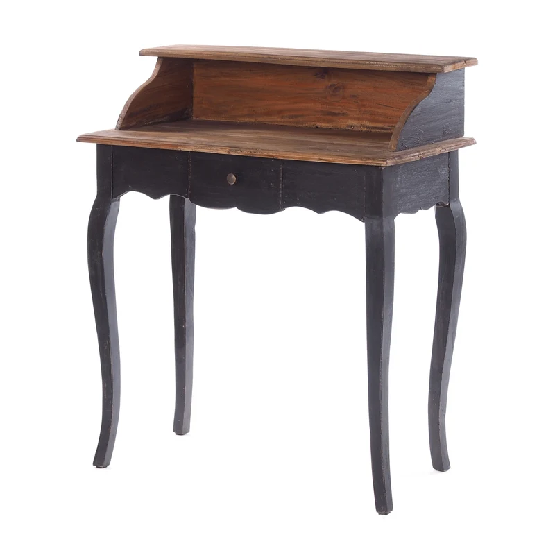MASSIVHOLZ SEKRETÄR NAPOLEON 92x80cm(HxB) | Massivholz Schreibtisch | Farbe: 04 schwarz-natur