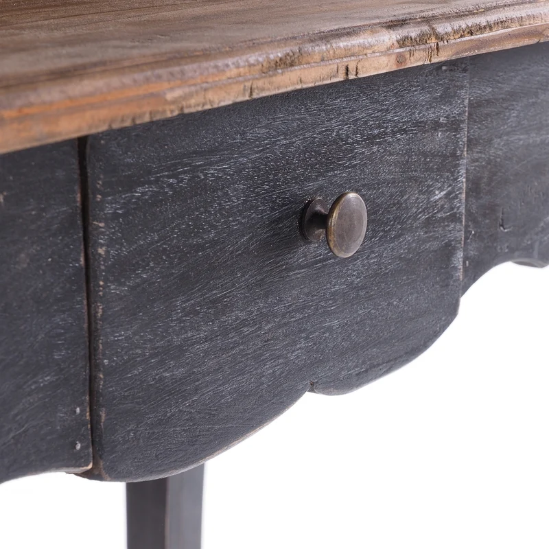 MASSIVHOLZ SEKRETÄR NAPOLEON 92x80cm(HxB) | Massivholz Schreibtisch | Farbe: 04 schwarz-natur