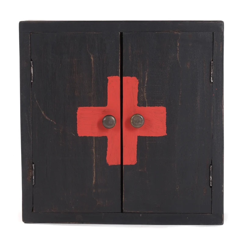 MEDIZINSCHRANK MEDIC | 35x35x13cm, Massivholz | Wandschrank | Farbe: 04 schwarz-natur