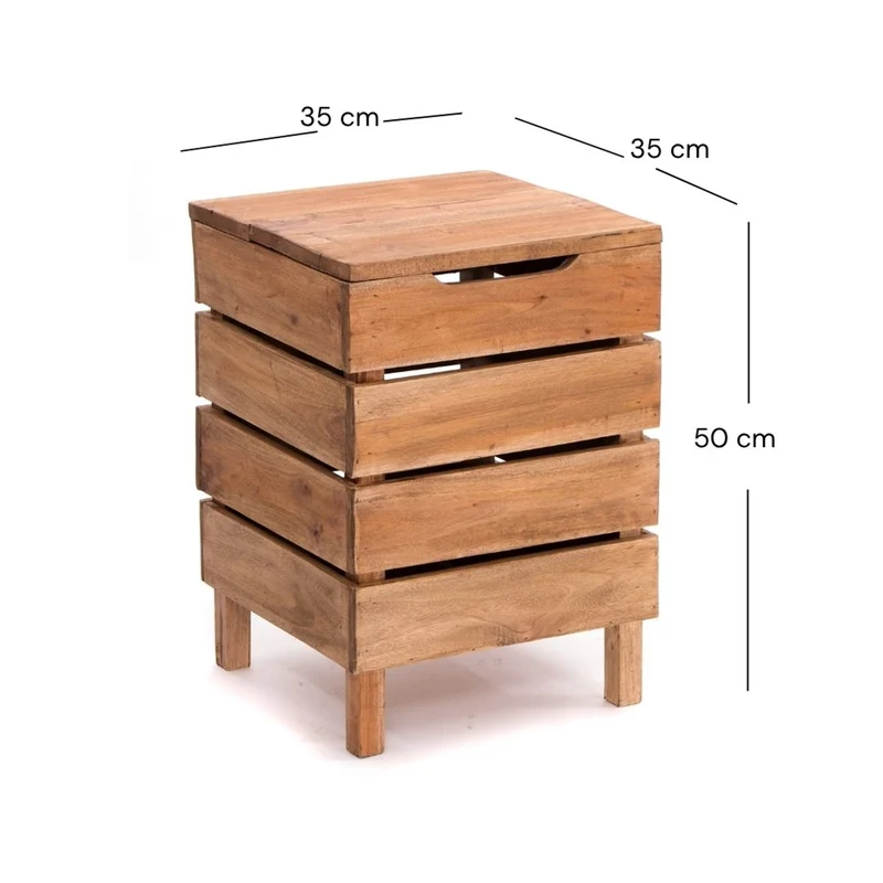 HOCKER "STORAGE 50" | 50x35cm (HxB), Altholz | Wäschebox