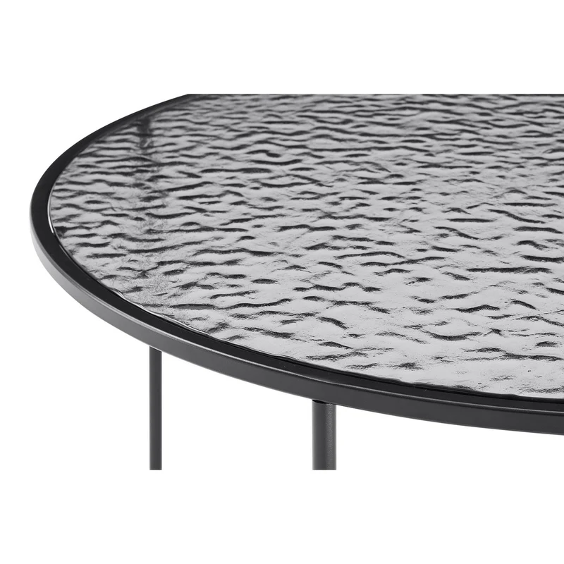 Runder Couchtisch aus strukturiertem Rauchglas – Schwarz, Ø 80 cm
