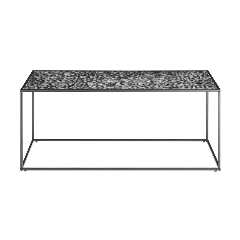 Couchtisch aus strukturiertem Rauchglas – Schwarz, 110 × 55 cm