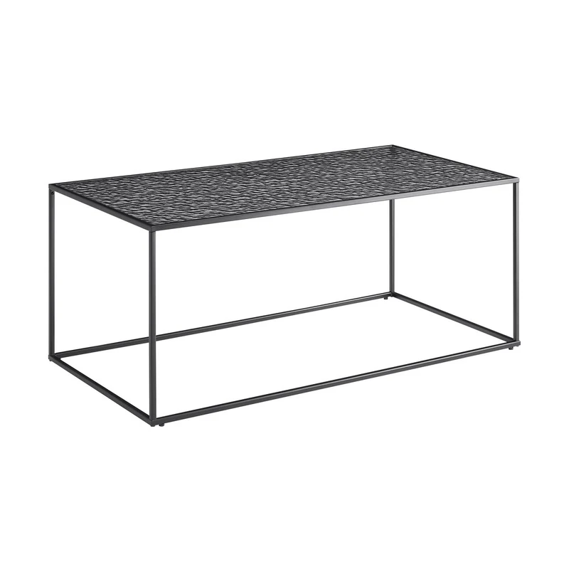 Couchtisch aus strukturiertem Rauchglas – Schwarz, 110 × 55 cm