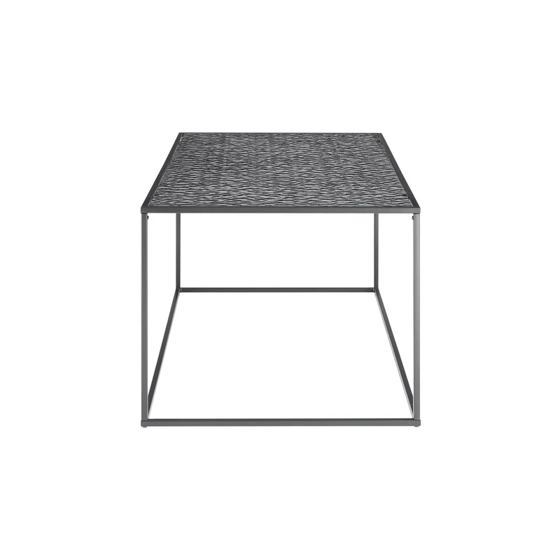 Couchtisch aus strukturiertem Rauchglas – Schwarz, 110 × 55 cm