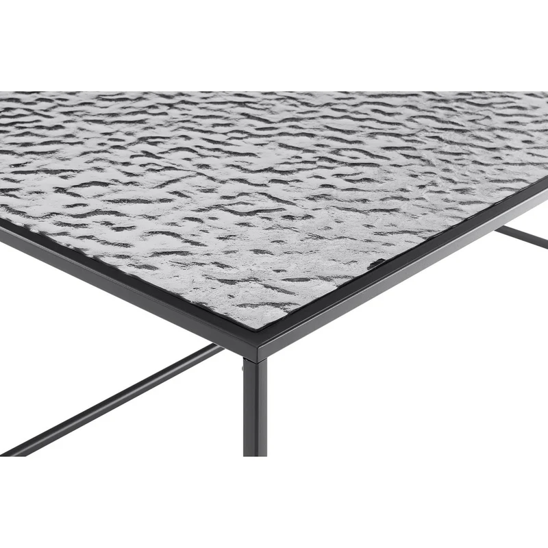Couchtisch aus strukturiertem Rauchglas – Schwarz, 110 × 55 cm