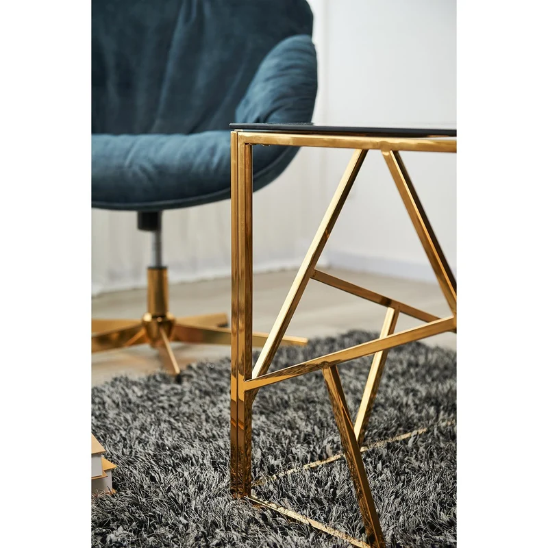 Beistelltisch mit Edelstahlgestell – Gold/Grau, 55 × 55 cm