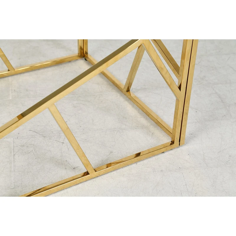 Beistelltisch mit Edelstahlgestell – Gold/Grau, 55 × 55 cm