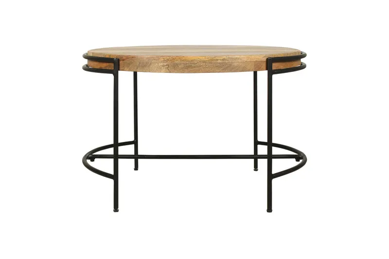 Couchtisch HANNA / Platte Mangoholz massiv / Gestell Metall schwarz / B 60, H 40, T 62 cm