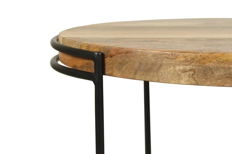 Couchtisch HANNA / Platte Mangoholz massiv / Gestell Metall schwarz / B 60, H 40, T 62 cm