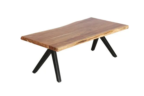 Couchtisch CHETA / Akazie natur, Metall schwarz / mit Baumkante / B 115, H 37, T 60 cm