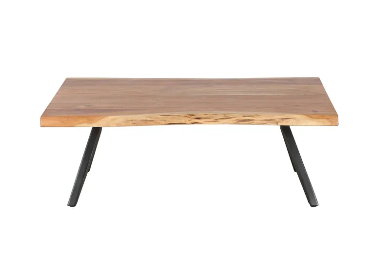 Couchtisch CHETA / Akazie natur, Metall schwarz / mit Baumkante / B 115, H 37, T 60 cm