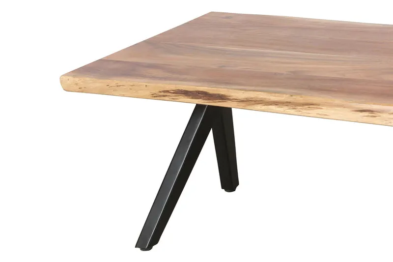 Couchtisch CHETA / Akazie natur, Metall schwarz / mit Baumkante / B 115, H 37, T 60 cm