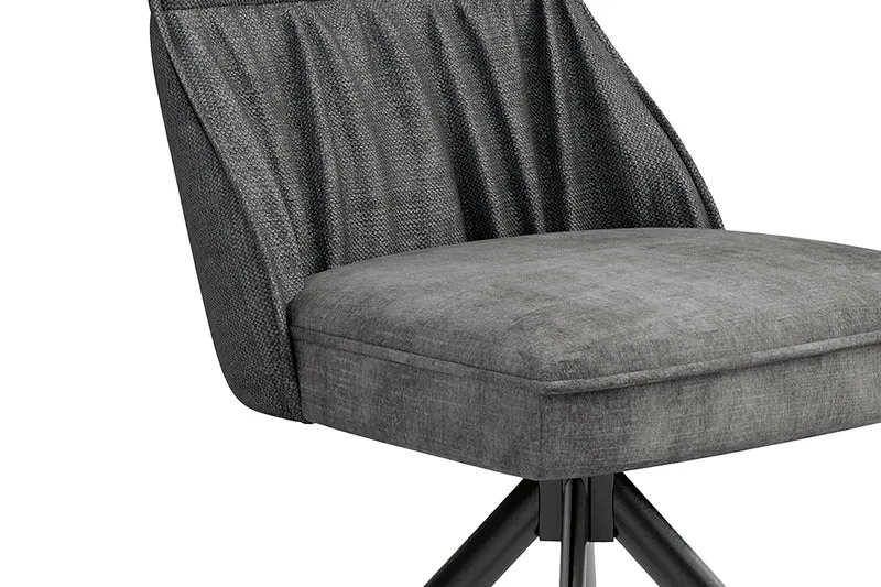 Esszimmerstuhl 2er Set CALIFORNIA / Rücken Webstoff anthrazit oder grün / Sitz Vintage-Velvet anthrazit oder grün mit Keder / Gestell Metall schwarz / Esszimmerstuhl / B 50, H 89, T 56 cm