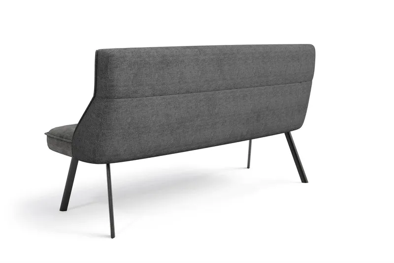 Bank CALIFORNIA / Rücken Webstoff anthrazit oder grün / Sitz Vintage-Velvet anthrazit oder grün mit Keder / Gestell Metall schwarz / Bank mit Rückenlehne / B 180, H 88, T 63 cm