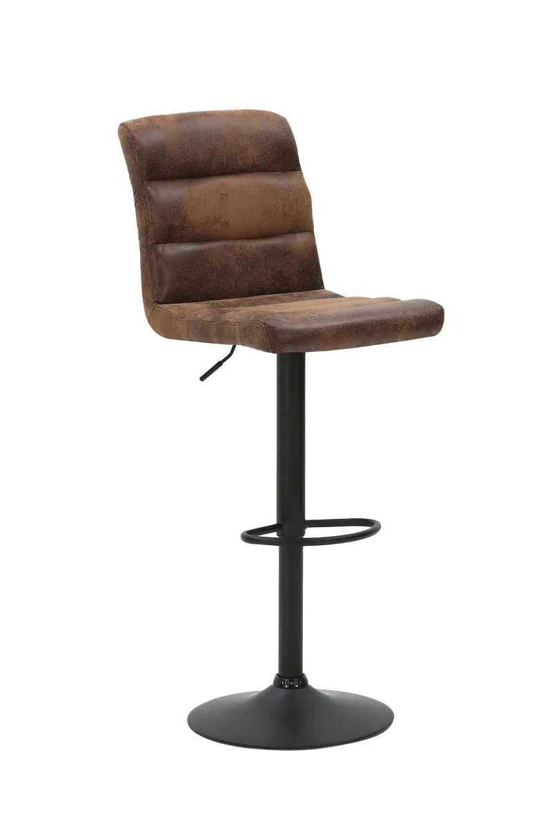 Barhocker 2er Set Phil / Vintage-Bezug in braun / Gestell Metall schwarz / Barstuhl / Tresenhocker / bis 110 kg / B 42, H 98-120, T 51 cm