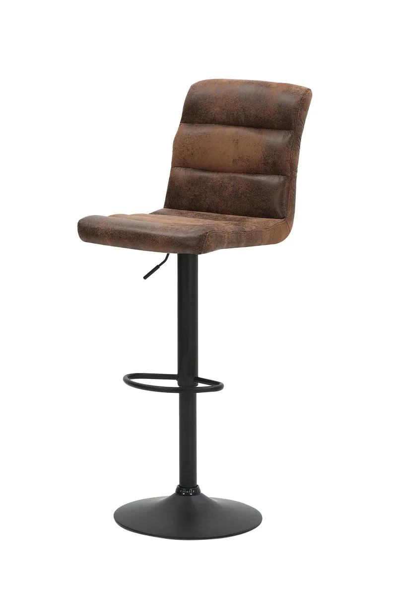 Barhocker 2er Set Phil / Vintage-Bezug in braun / Gestell Metall schwarz / Barstuhl / Tresenhocker / bis 110 kg / B 42, H 98-120, T 51 cm