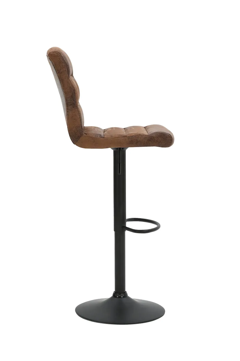 Barhocker 2er Set Phil / Vintage-Bezug in braun / Gestell Metall schwarz / Barstuhl / Tresenhocker / bis 110 kg / B 42, H 98-120, T 51 cm