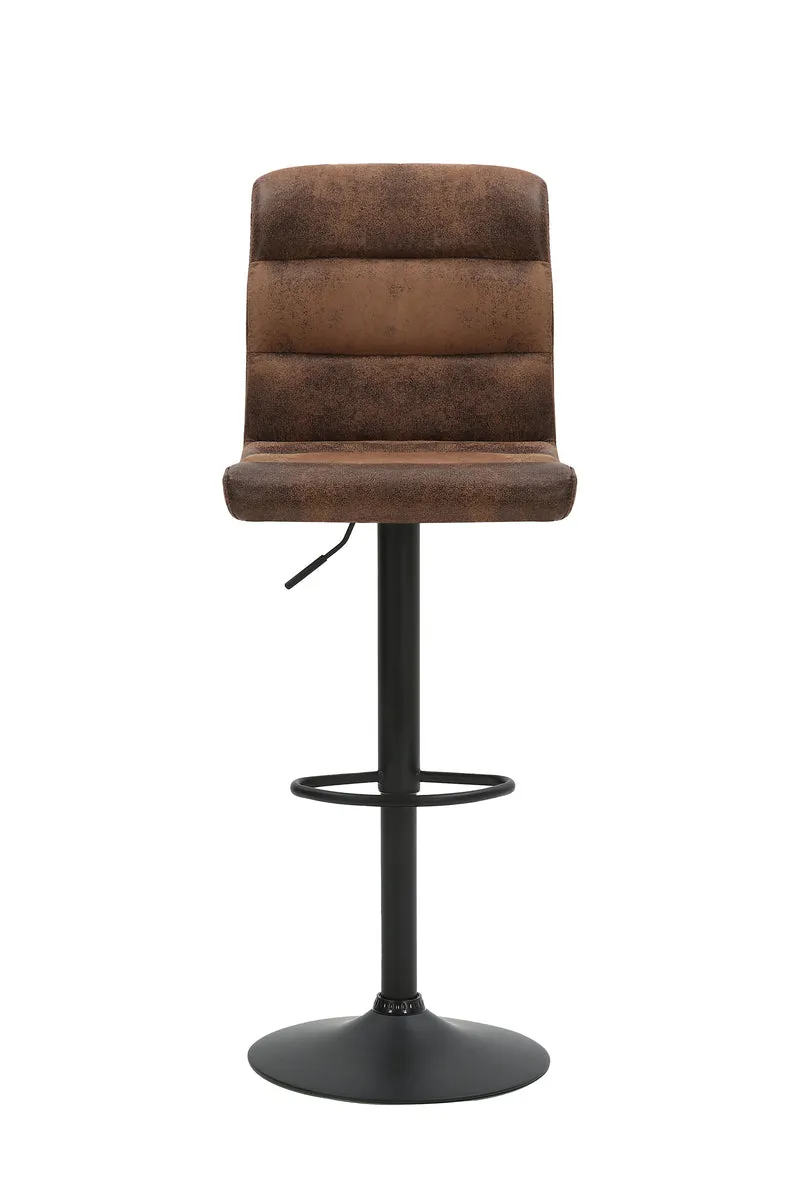 Barhocker 2er Set Phil / Vintage-Bezug in braun / Gestell Metall schwarz / Barstuhl / Tresenhocker / bis 110 kg / B 42, H 98-120, T 51 cm