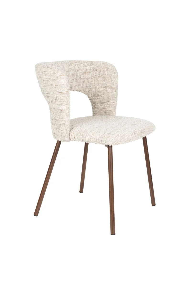 White Label Living Stuhl Chelsea – Beige, Polyester, 54,5 × 52,5 × 78,5 cm, 2er-Set