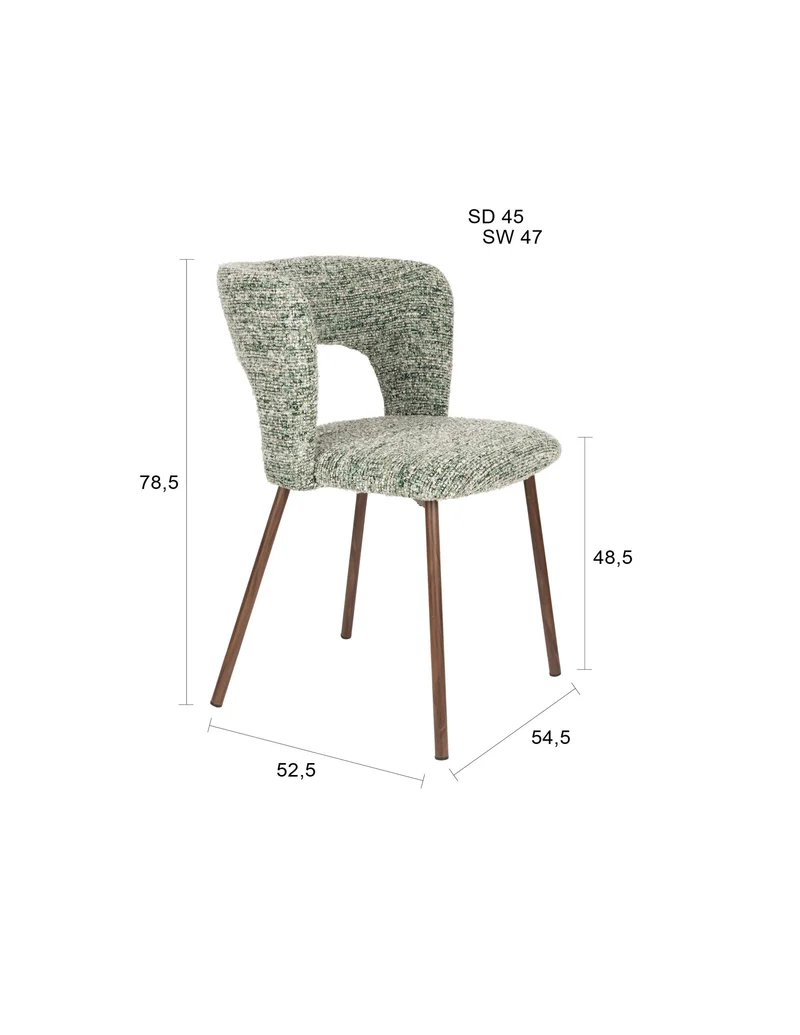 White Label Living Stuhl Chelsea – Beige, Polyester, 54,5 × 52,5 × 78,5 cm, 2er-Set