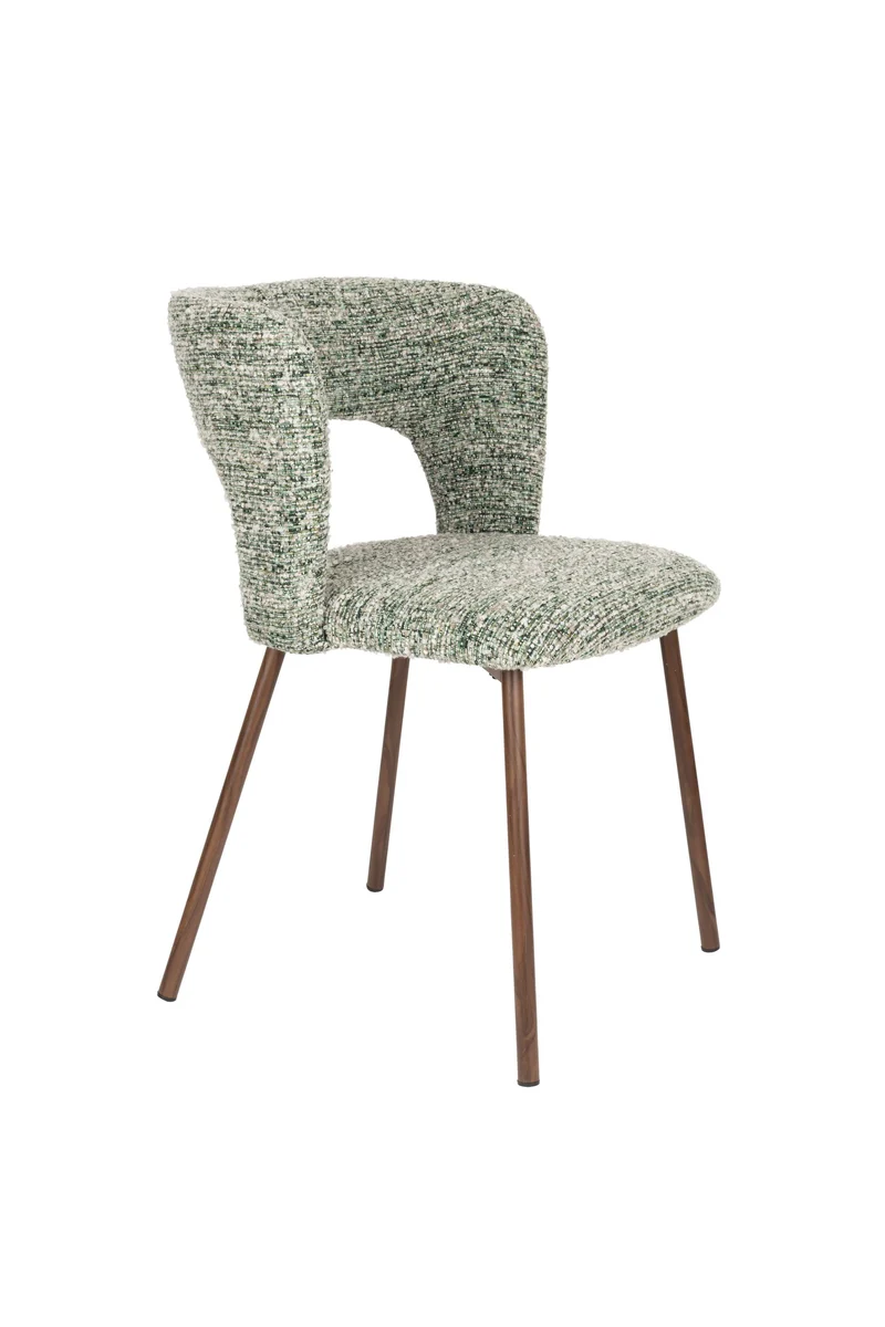 White Label Living Stuhl Chelsea – Grün, Polyester, 54,5 × 52,5 × 78,5 cm, 2er-Set