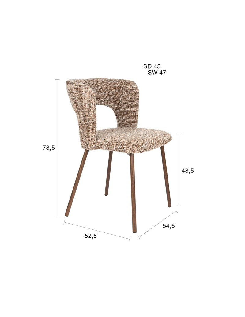 White Label Living Stuhl Chelsea – Grün, Polyester, 54,5 × 52,5 × 78,5 cm, 2er-Set