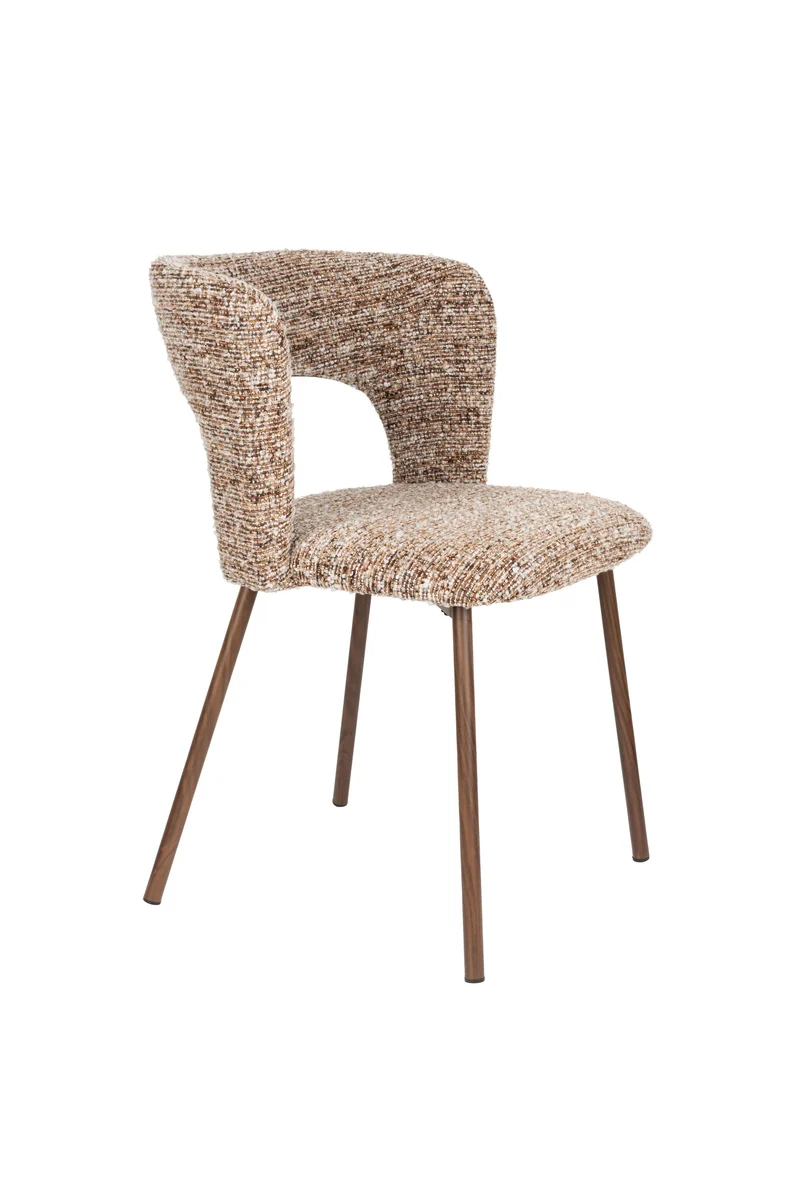 White Label Living Stuhl Chelsea – Braun, Polyester, 54,5 × 52,5 × 78,5 cm, 2er-Set