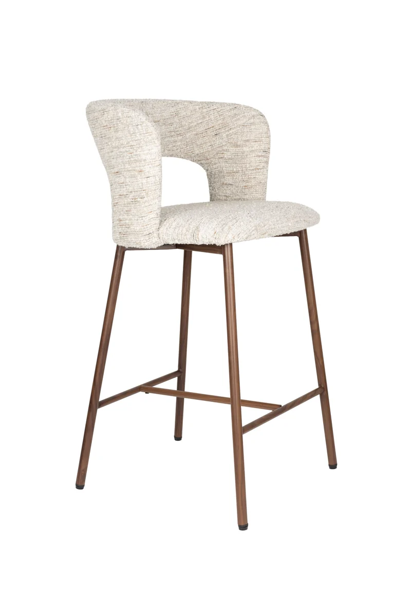 White Label Living Tresenstuhl Chelsea – Beige, Polyester, 49 × 53 × 91,5 cm, 2er-Set