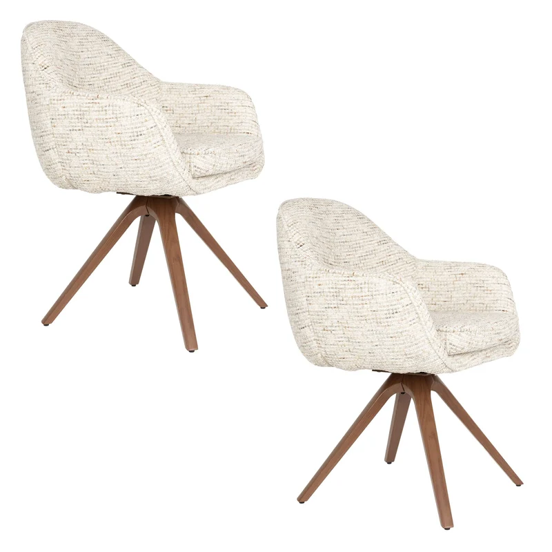 White Label Living Sessel Batoul – Beige, Polyester, 62 × 61 × 82 cm, 2er-Set