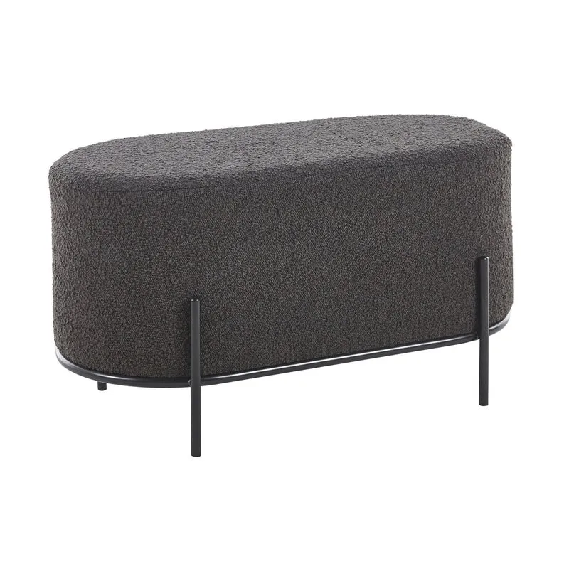 Polsterhocker als Sitzbank – Bouclé, Anthrazit, 80 × 40 cm