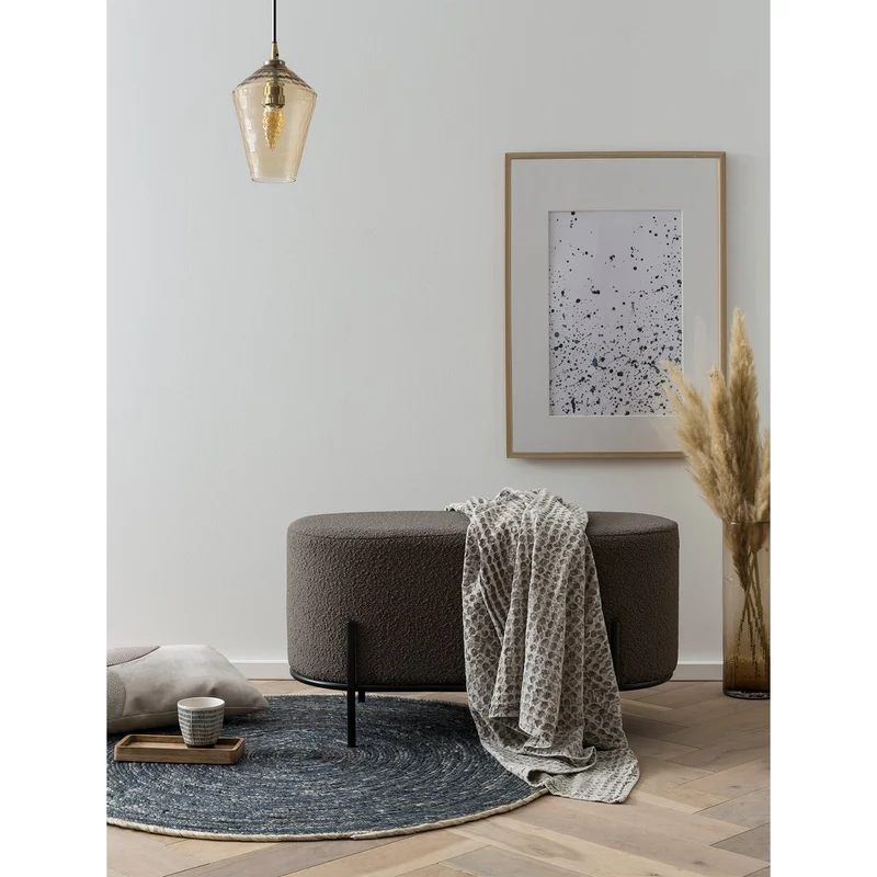 Polsterhocker als Sitzbank – Bouclé, Anthrazit, 80 × 40 cm