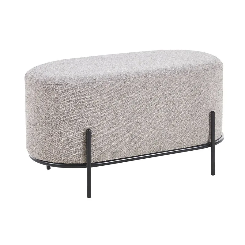 Polsterhocker als Sitzbank – Bouclé, Taupe, 80 × 40 cm
