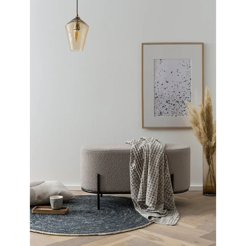 Polsterhocker als Sitzbank – Bouclé, Taupe, 80 × 40 cm