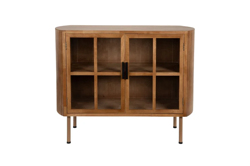 White Label Living Sideboard Yaz Hoch – Gummibaumholz, 38 × 100 × 80 cm