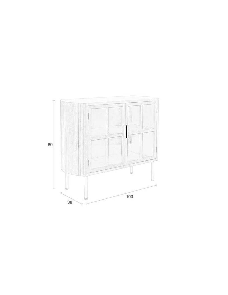 White Label Living Sideboard Yaz Hoch – Gummibaumholz, 38 × 100 × 80 cm