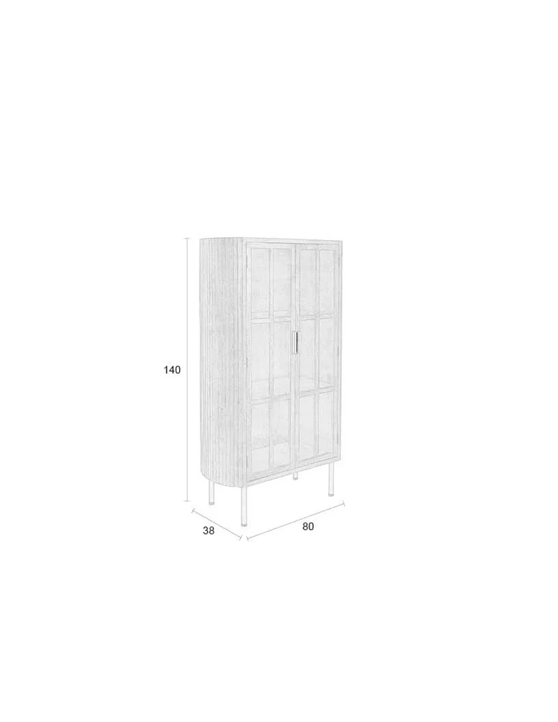 White Label Living Schrank Yaz – Gummibaumholz, 38 × 80 × 140 cm