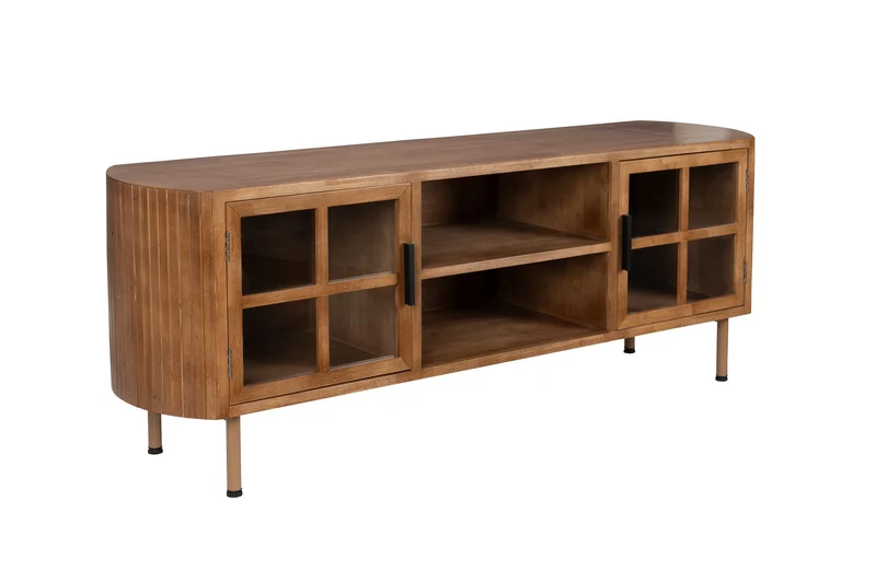 White Label Living Sideboard Yaz Niedrig – Gummibaumholz, 38 × 150 × 55 cm